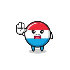 luxembourg character doing stop gesture