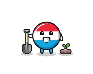 cute luxembourg cartoon is planting a tree seed