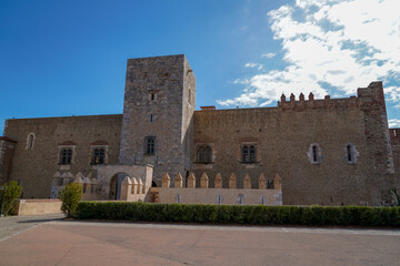 ramparts of the palace of the kings of Mallorca in Perpignan town France - obrazy, fototapety, plakaty