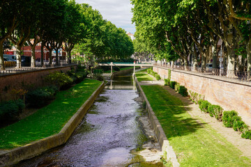 perpignan town center river canal internal in city of southern france