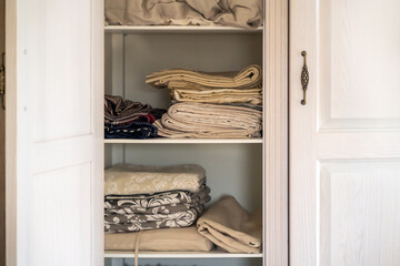 White wooden cabinet in the vintage style.