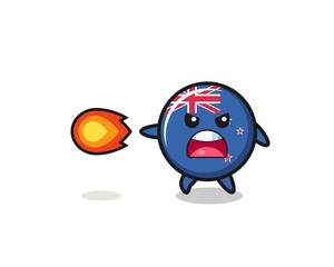 Fototapeta premium cute new zealand mascot is shooting fire power