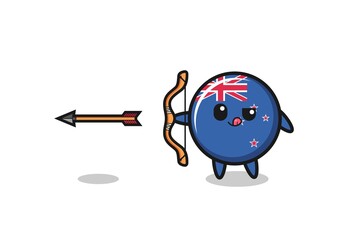 illustration of new zealand character doing archery