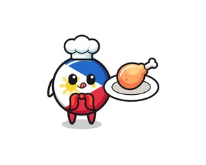 philippines flag fried chicken chef cartoon character