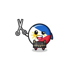 Obraz premium philippines flag character as barbershop mascot