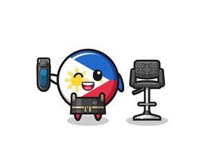 philippines flag barbershop is holding a trimer