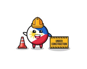 illustration of philippines flag with under construction banner