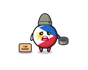 cute philippines flag beggar cartoon character