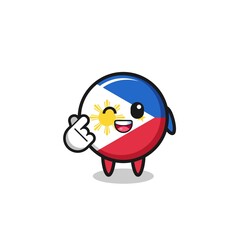 philippines flag character doing Korean finger heart