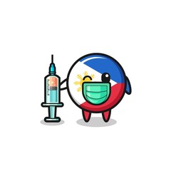 philippines flag mascot as vaccinator