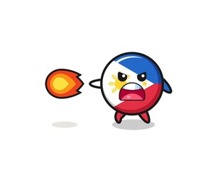 cute philippines flag mascot is shooting fire power
