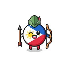 philippines flag cartoon as medieval archer mascot