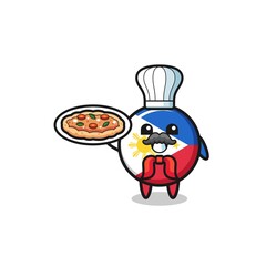philippines flag character as Italian chef mascot