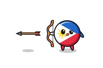 illustration of philippines flag character doing archery