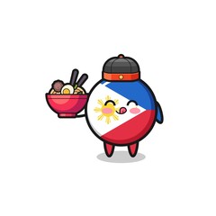 philippines flag as Chinese chef mascot holding a noodle bowl