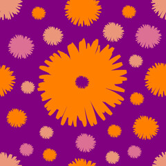 Flowers seamless pattern in purple background