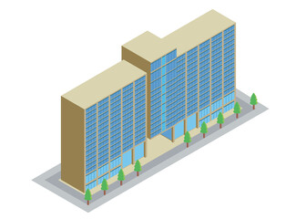 アイソメトリックスの建築物　商業ビル　ビルディングの立体イラスト　3D　Isometrics building　