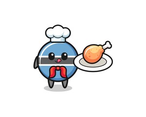 botswana flag fried chicken chef cartoon character