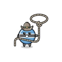 the botswana flag cowboy with lasso rope