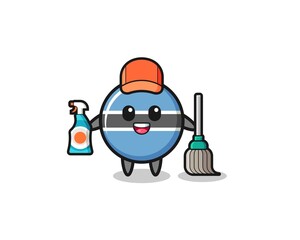 cute botswana flag character as cleaning services mascot