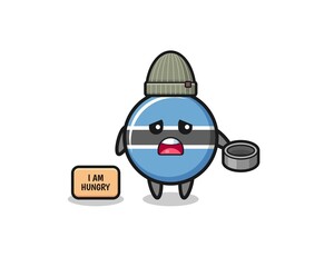 cute botswana flag beggar cartoon character