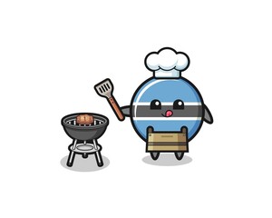 botswana flag barbeque chef with a grill