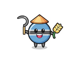 botswana flag Asian farmer holding paddy