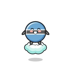 cute botswana flag illustration riding a floating cloud