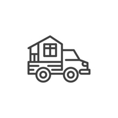 Moving home service line icon