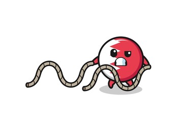 illustration of bahrain flag doing battle rope workout