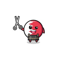 bahrain flag character as barbershop mascot