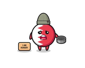 cute bahrain flag beggar cartoon character