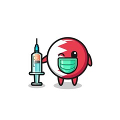 bahrain flag mascot as vaccinator