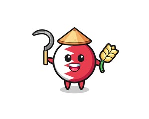 bahrain flag Asian farmer holding paddy