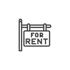 For rent sign line icon