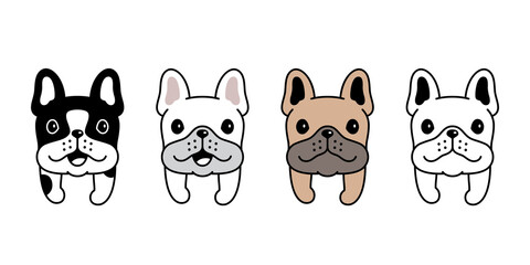 dog vector french bulldog icon puppy pet breed character cartoon symbol scarf illustration design - obrazy, fototapety, plakaty