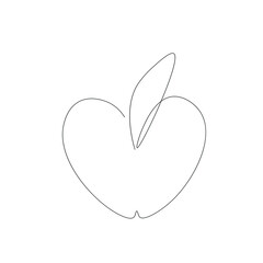 Apple fruit line drawing vector illustration