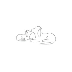 Dog silhouette line draw vector illustration