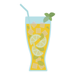 Lemonade Glass. Vector Illustration.Graphic for Photographic Print, Sticker, Poster, Bar-Restaurant Menu, Recipe, Packaging, Party Invitations, Tags, Advertisement, Icon