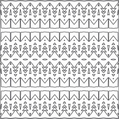 
 Vector ethnic pattern with symmetrical elements . Repeating geometric tiles from striped elements.Monochrome texture.Black and white pattern for wallpapers and backgrounds.