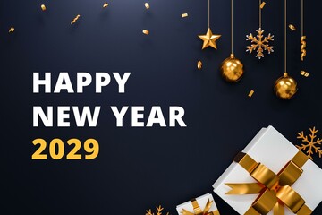 Fototapeta na wymiar Happy New Year 2029 Image - 2029 New Year Image, 3D 2029 New year Image - Holiday greeting card design
