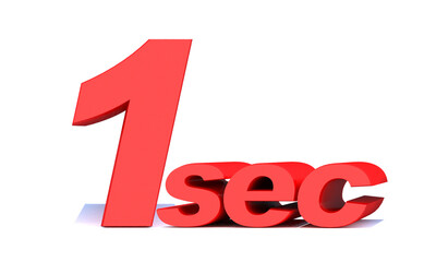 1 seconds word on white background.3d illustration