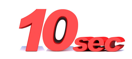 10 seconds word on white background.3d illustration