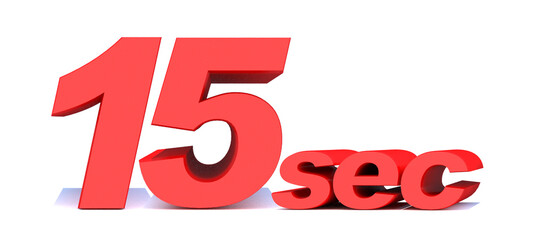 15 seconds word on white background.3d illustration