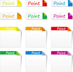「ポイント」の文字が入った付箋フレーム、ベクターセット