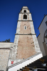 The bell tower of an ancient church in Picerno, a small town in the province of Potenza in Basilicata, Italy.