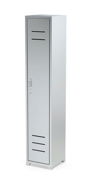 Metal locker cabinet on white background