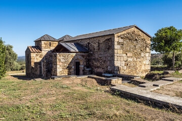 Fototapeta na wymiar Mozarabic Basilica of Santa Lucia del Trampal in Alcuescar, Extremadura, Spain