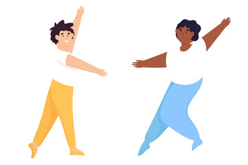 Little boys of different nationalities practice ballet