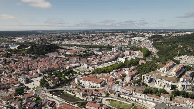 City of Leiria, Portugal. Aerial view with the iconic União de Leiria stadium